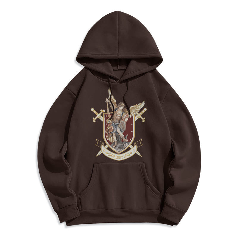 Christianartworkshop Classic Style Saint Michael the Archangel Fleece Lined Polyester Hoodie