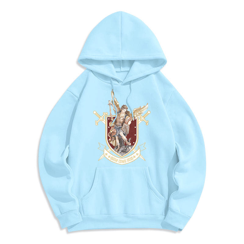 Christianartworkshop Classic Style Saint Michael the Archangel Fleece Lined Polyester Hoodie