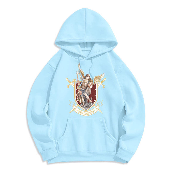 Christianartworkshop Classic Style Saint Michael the Archangel Fleece Lined Polyester Hoodie