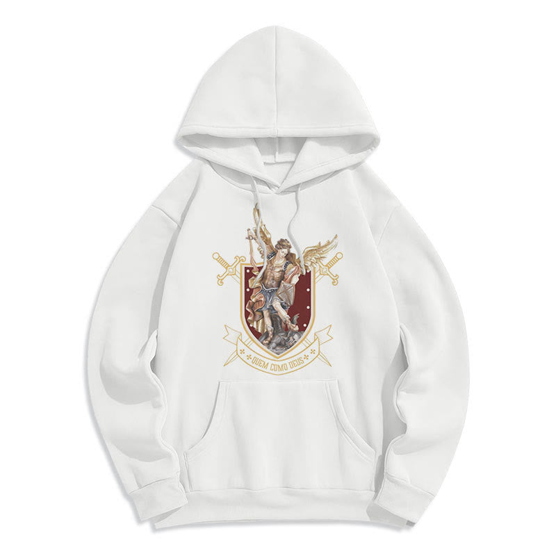 Christianartworkshop Classic Style Saint Michael the Archangel Fleece Lined Polyester Hoodie