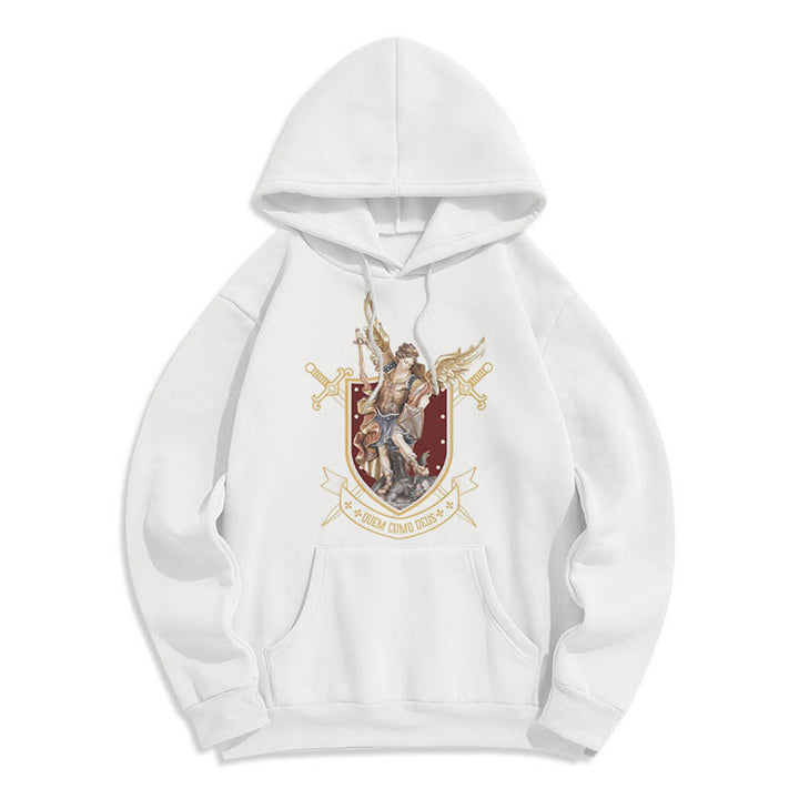 Christianartworkshop Classic Style Saint Michael the Archangel Fleece Lined Polyester Hoodie