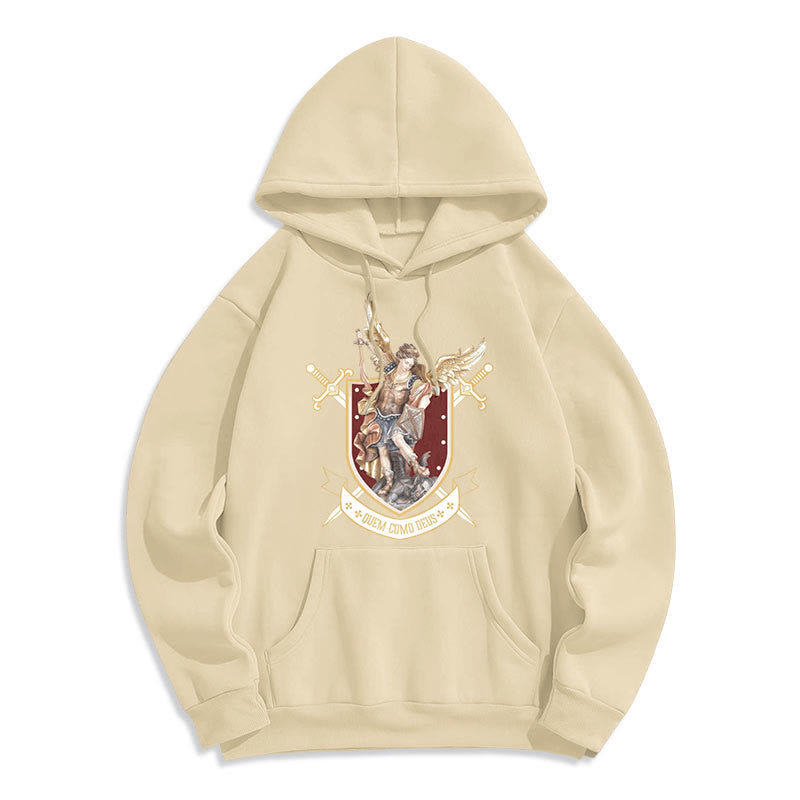 Christianartworkshop Classic Style Saint Michael the Archangel Fleece Lined Polyester Hoodie