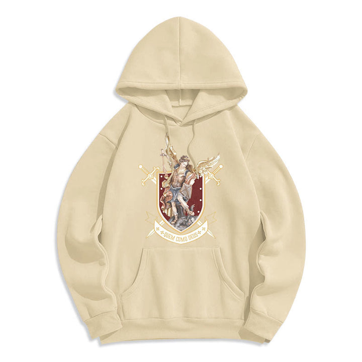 Christianartworkshop Classic Style Saint Michael the Archangel Fleece Lined Polyester Hoodie