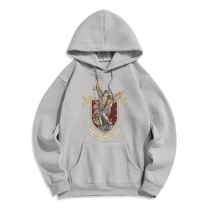 Christianartworkshop Classic Style Saint Michael the Archangel Fleece Lined Polyester Hoodie - Grey - 2XL - image 17