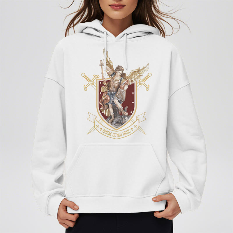 Christianartworkshop Classic Style Saint Michael the Archangel Fleece Lined Polyester Hoodie