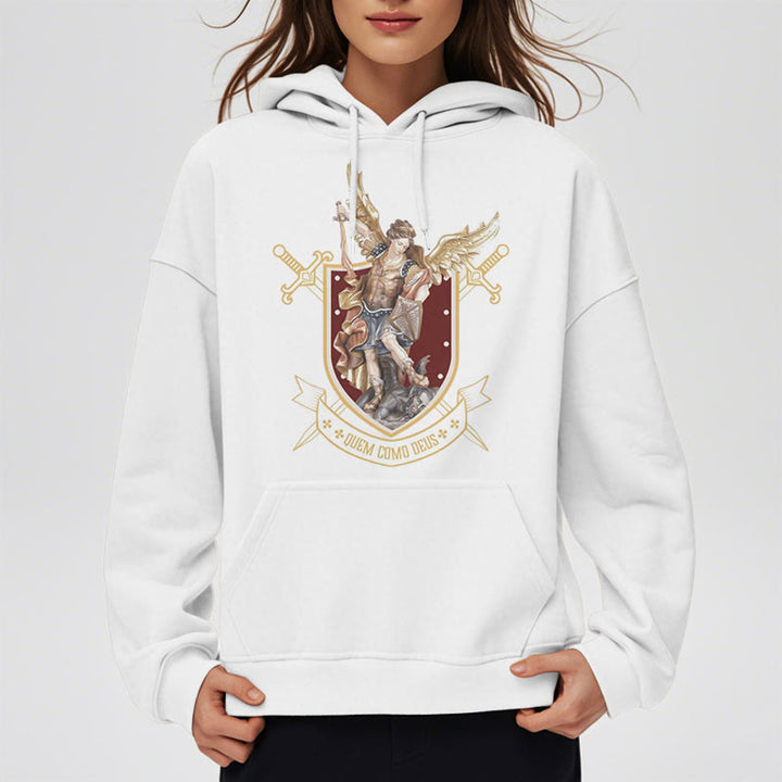 Christianartworkshop Classic Style Saint Michael the Archangel Fleece Lined Polyester Hoodie - image 8
