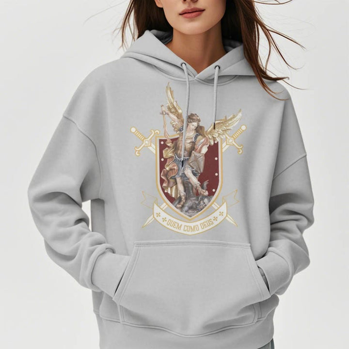 Christianartworkshop Classic Style Saint Michael the Archangel Fleece Lined Polyester Hoodie