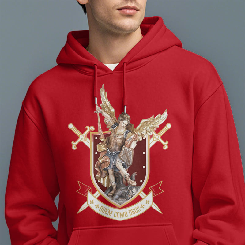 Christianartworkshop Classic Style Saint Michael the Archangel Fleece Lined Polyester Hoodie