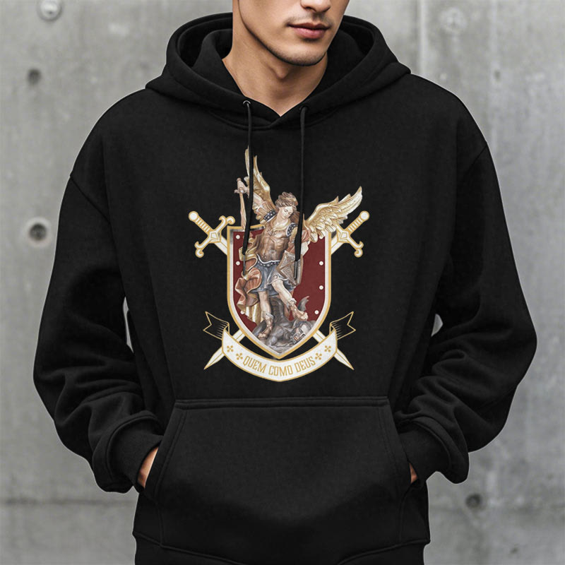 Christianartworkshop Classic Style Saint Michael the Archangel Fleece Lined Polyester Hoodie