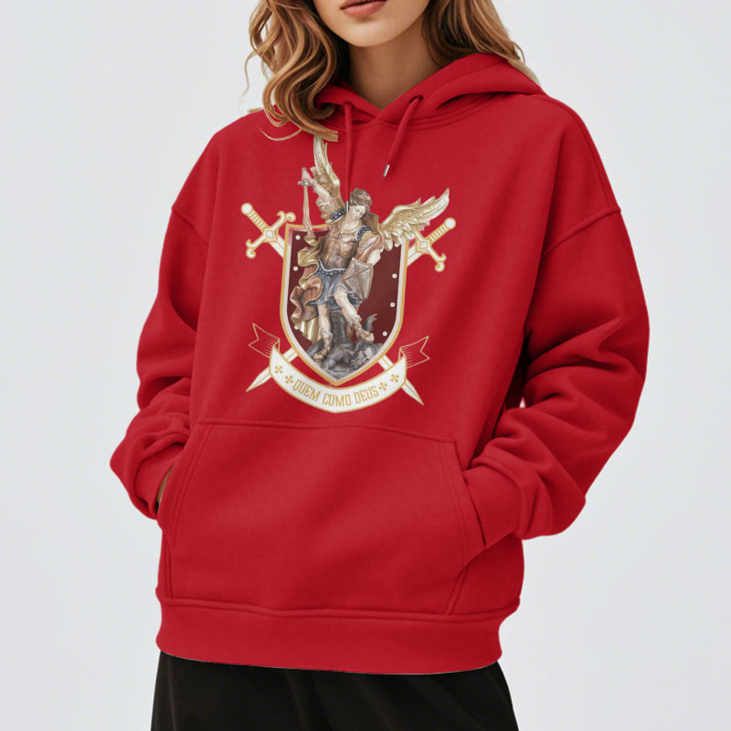 Christianartworkshop Classic Style Saint Michael the Archangel Fleece Lined Polyester Hoodie - image 4
