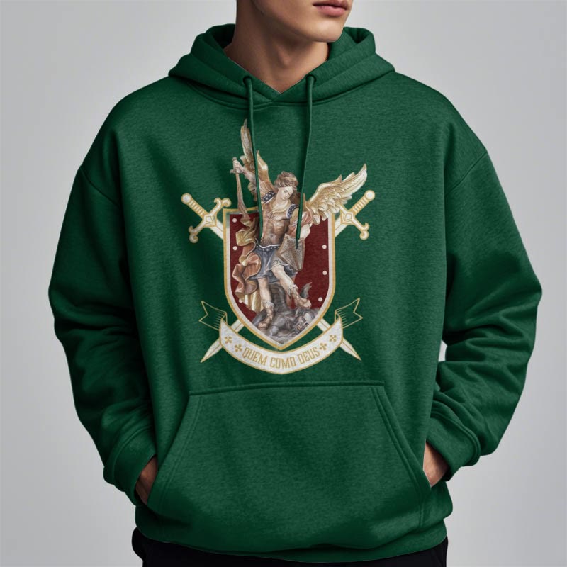 Christianartworkshop Classic Style Saint Michael the Archangel Fleece Lined Polyester Hoodie