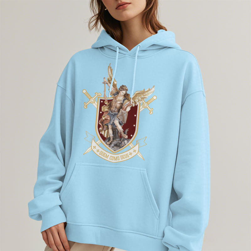 Christianartworkshop Classic Style Saint Michael the Archangel Fleece Lined Polyester Hoodie