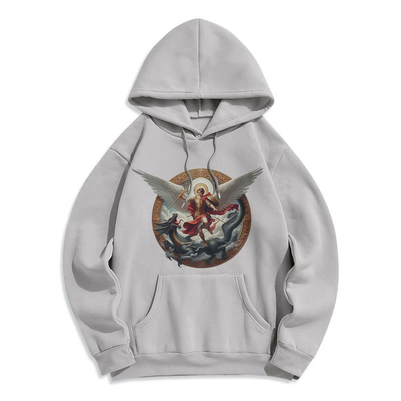 Christianartworkshop Classic Colored Style Triumph of Archangel Michael Fleece Lined Polyester Hoodie - image 15