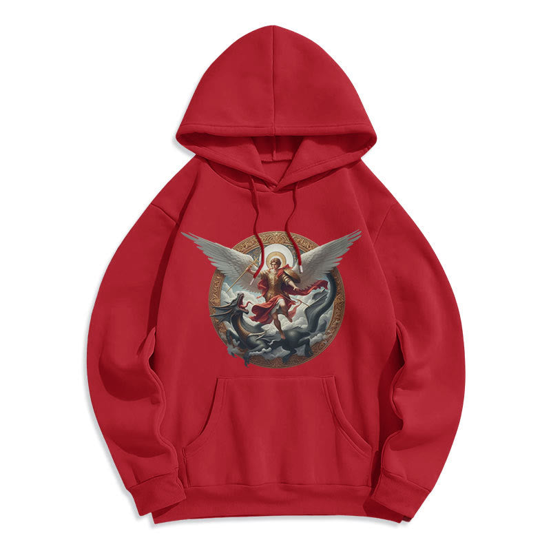 Christianartworkshop Classic Colored Style Triumph of Archangel Michael Fleece Lined Polyester Hoodie - image 17
