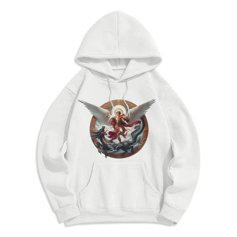 Christianartworkshop Classic Colored Style Triumph of Archangel Michael Fleece Lined Polyester Hoodie - image 0