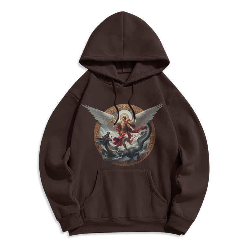 Christianartworkshop Classic Colored Style Triumph of Archangel Michael Fleece Lined Polyester Hoodie - image 9