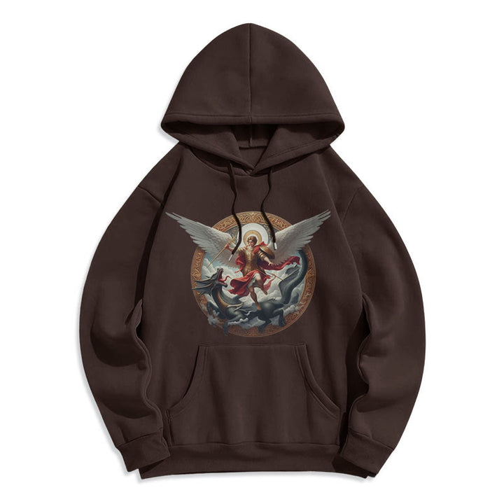 Christianartworkshop Classic Colored Style Triumph of Archangel Michael Fleece Lined Polyester Hoodie - image 9