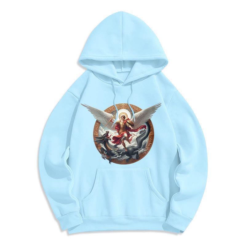 Christianartworkshop Classic Colored Style Triumph of Archangel Michael Fleece Lined Polyester Hoodie - image 13