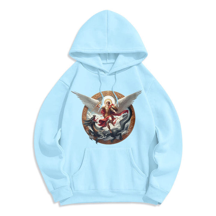 Christianartworkshop Classic Colored Style Triumph of Archangel Michael Fleece Lined Polyester Hoodie - image 13