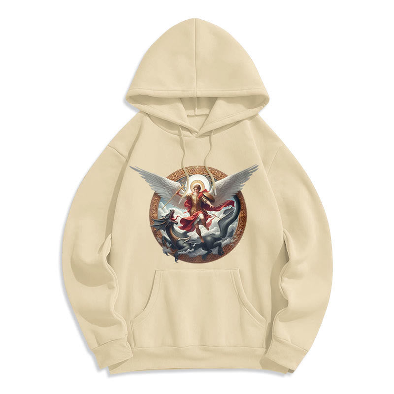 Christianartworkshop Classic Colored Style Triumph of Archangel Michael Fleece Lined Polyester Hoodie - image 7