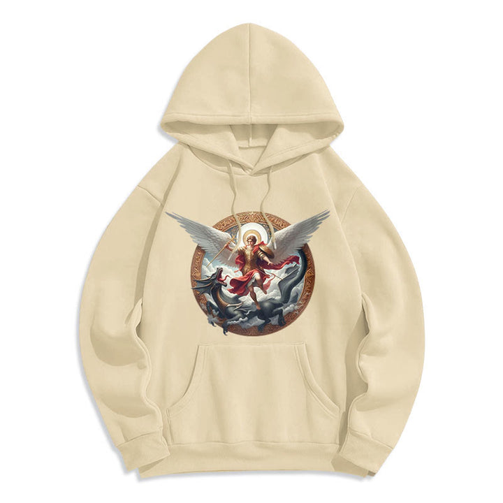 Christianartworkshop Classic Colored Style Triumph of Archangel Michael Fleece Lined Polyester Hoodie - image 7