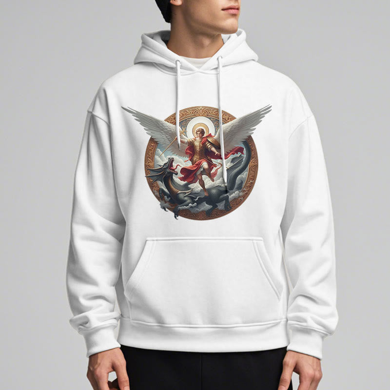 Christianartworkshop Classic Colored Style Triumph of Archangel Michael Fleece Lined Polyester Hoodie - image 3