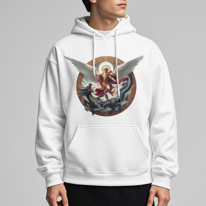 Christianartworkshop Classic Colored Style Triumph of Archangel Michael Fleece Lined Polyester Hoodie - image 3