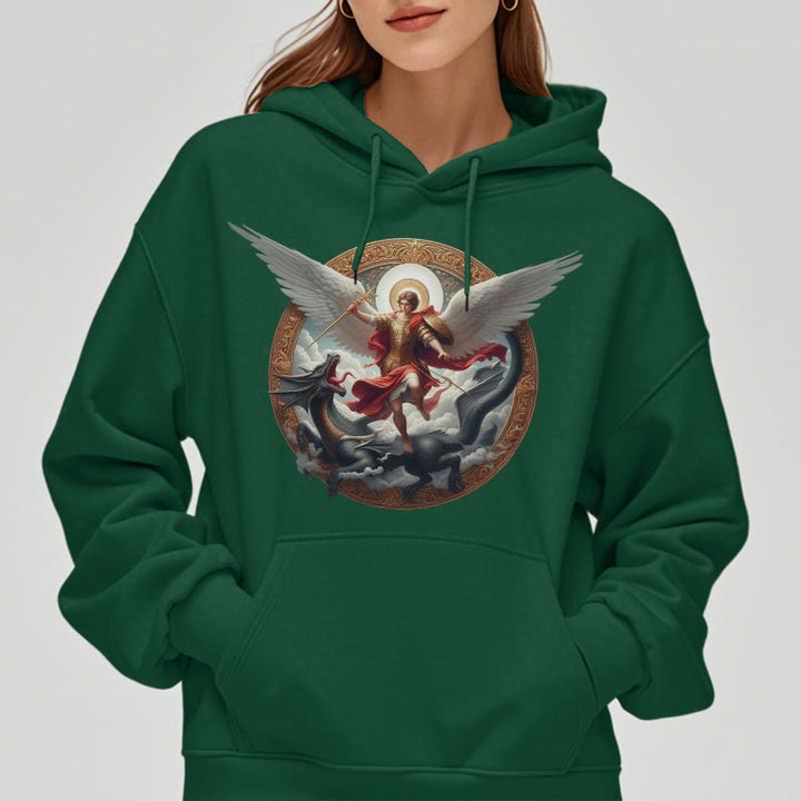 Christianartworkshop Classic Colored Style Triumph of Archangel Michael Fleece Lined Polyester Hoodie - image 12