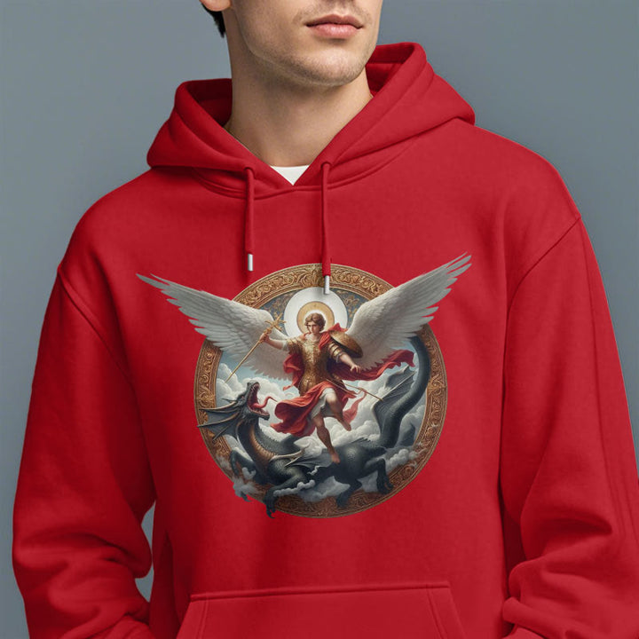 Christianartworkshop Classic Colored Style Triumph of Archangel Michael Fleece Lined Polyester Hoodie - image 18