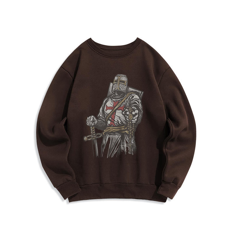 Christianartworkshop Modern Style Crusader's Valor and Faith Fleece Lined Polyester Sweatshirt