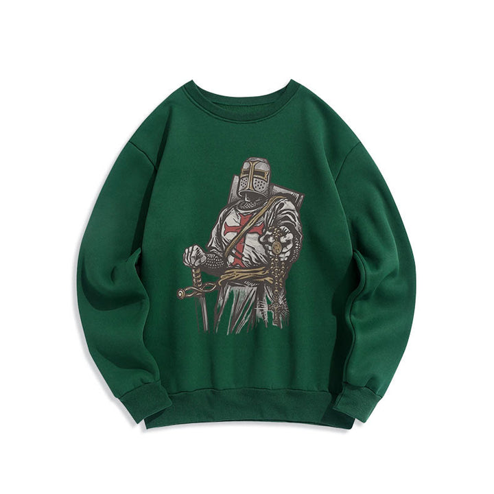 Christianartworkshop Modern Style Crusader's Valor and Faith Fleece Lined Polyester Sweatshirt