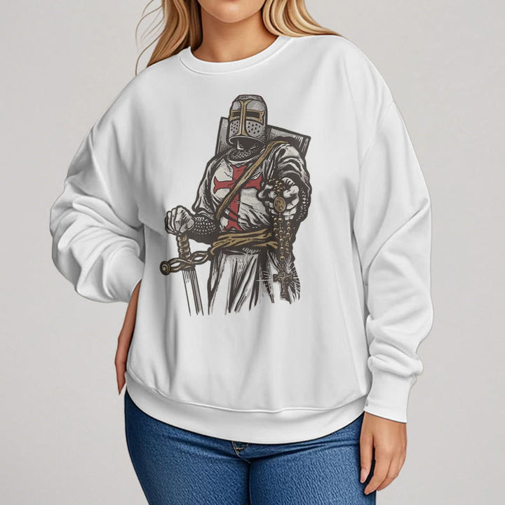 Christianartworkshop Modern Style Crusader's Valor and Faith Fleece Lined Polyester Sweatshirt