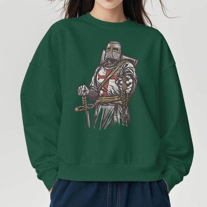 Christianartworkshop Modern Style Crusader's Valor and Faith Fleece Lined Polyester Sweatshirt