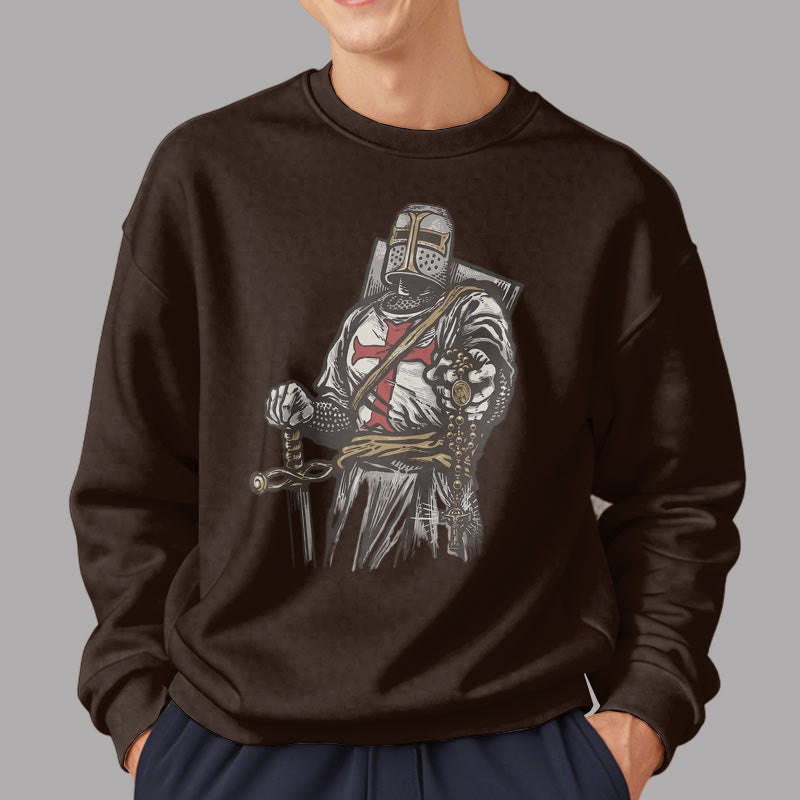 Christianartworkshop Modern Style Crusader's Valor and Faith Fleece Lined Polyester Sweatshirt