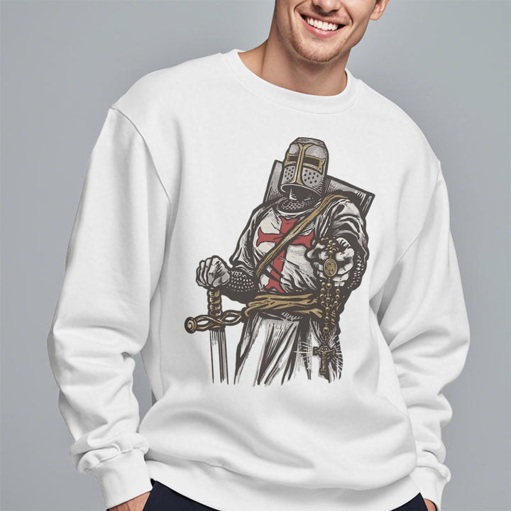 Christianartworkshop Modern Style Crusader's Valor and Faith Fleece Lined Polyester Sweatshirt