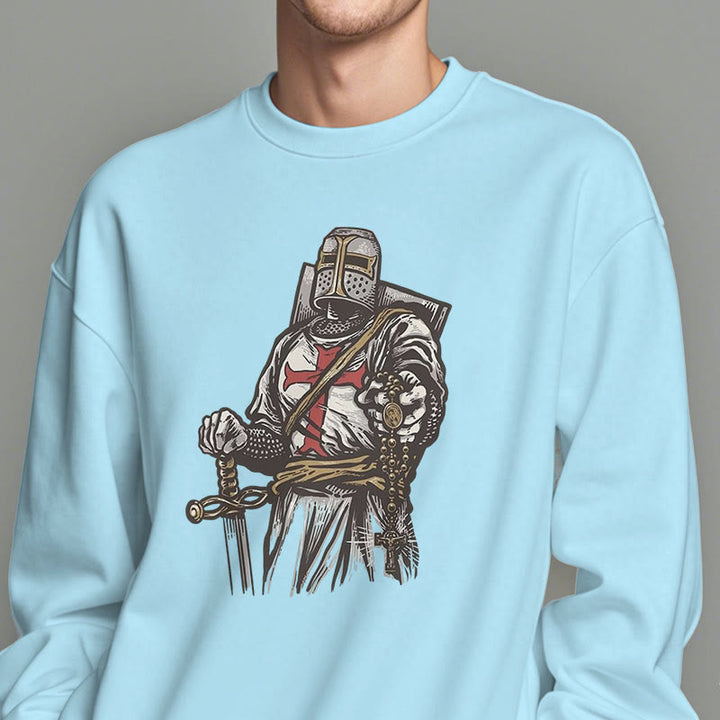 Christianartworkshop Modern Style Crusader's Valor and Faith Fleece Lined Polyester Sweatshirt