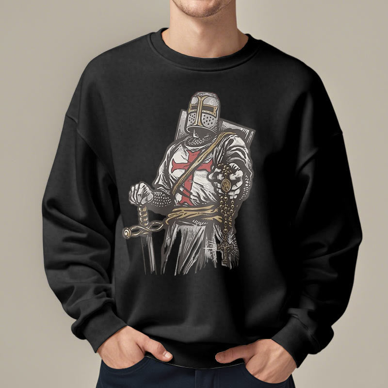 Christianartworkshop Modern Style Crusader's Valor and Faith Fleece Lined Polyester Sweatshirt