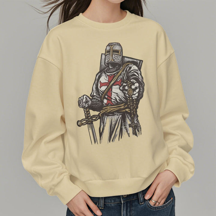 Christianartworkshop Modern Style Crusader's Valor and Faith Fleece Lined Polyester Sweatshirt