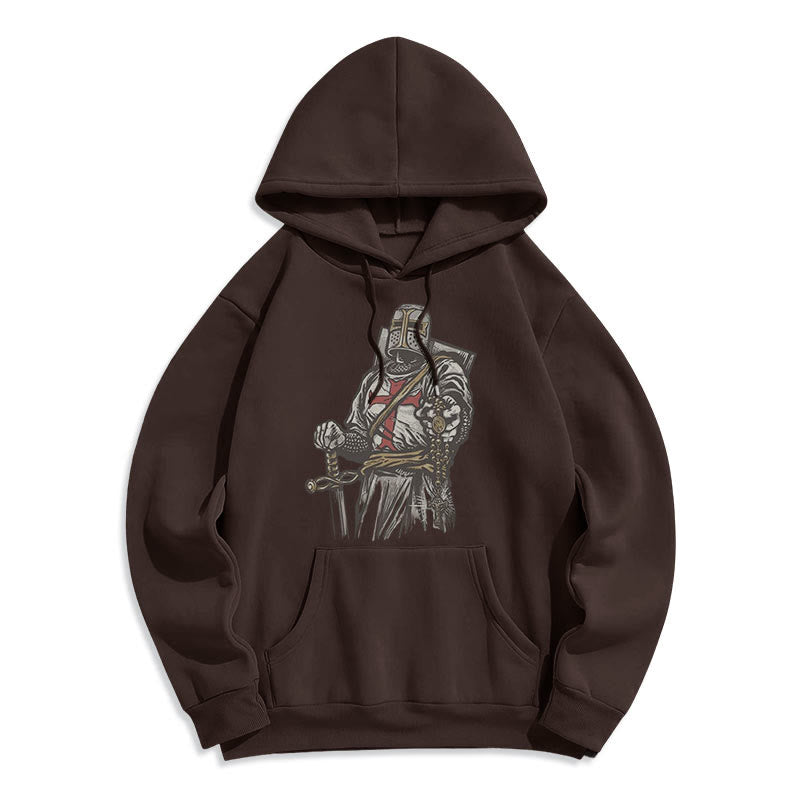 Christianartworkshop Modern Style Crusader's Valor and Faith Fleece Lined Polyester Hoodie