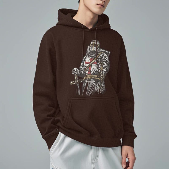 Christianartworkshop Modern Style Crusader's Valor and Faith Fleece Lined Polyester Hoodie