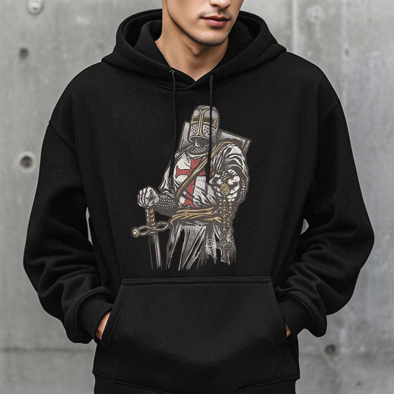 Christianartworkshop Modern Style Crusader's Valor and Faith Fleece Lined Polyester Hoodie