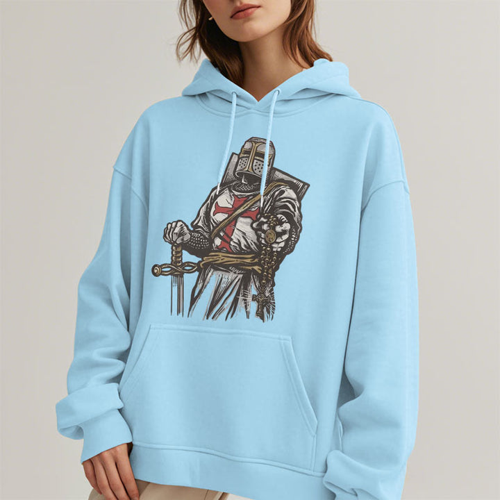 Christianartworkshop Modern Style Crusader's Valor and Faith Fleece Lined Polyester Hoodie