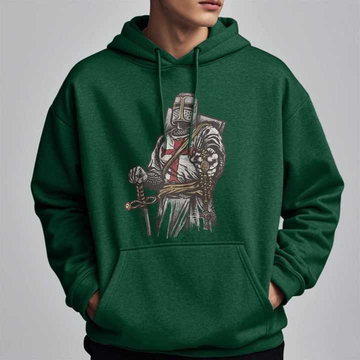 Christianartworkshop Modern Style Crusader's Valor and Faith Fleece Lined Polyester Hoodie