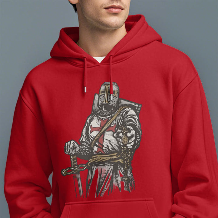 Christianartworkshop Modern Style Crusader's Valor and Faith Fleece Lined Polyester Hoodie