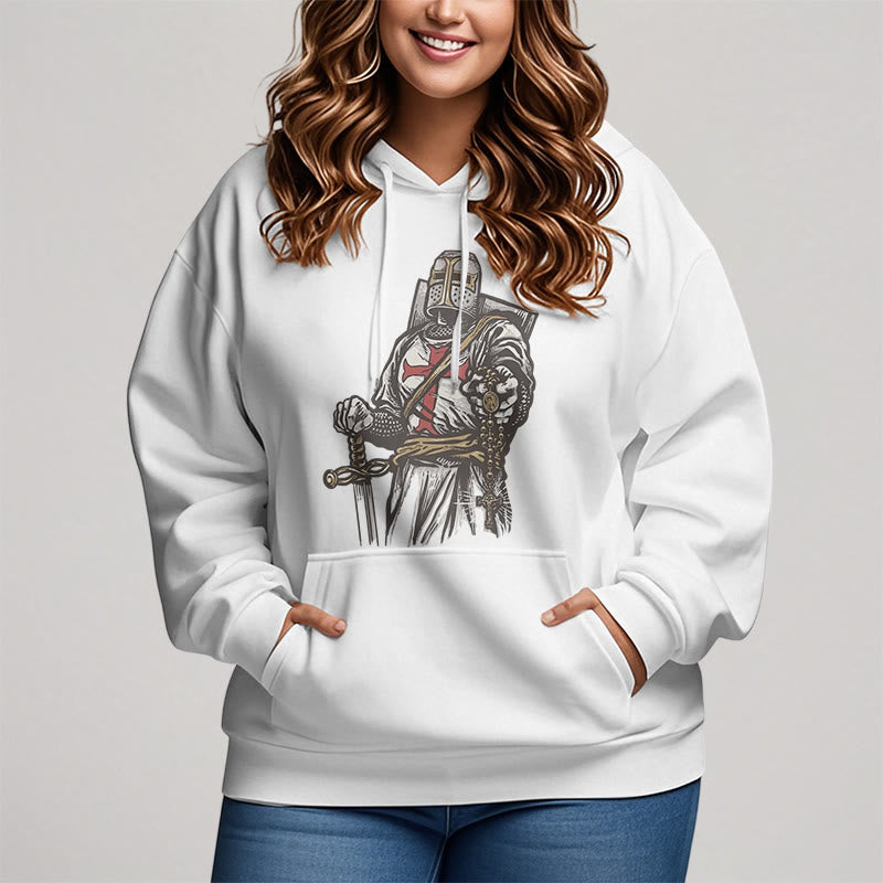 Christianartworkshop Modern Style Crusader's Valor and Faith Fleece Lined Polyester Hoodie