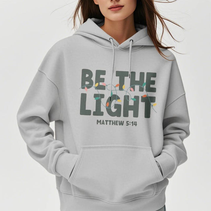 Christianartworkshop Quotation Style Be The Light Fleece Lined Polyester Hoodie