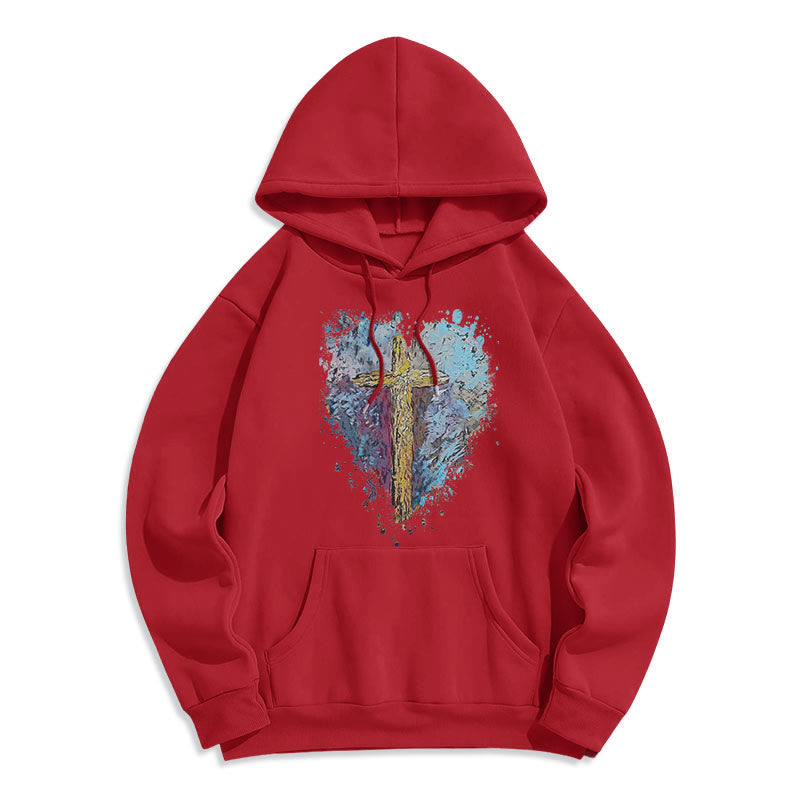 Christianartworkshop Colored Style Radiant Cross Of Hope Fleece Lined Polyester Hoodie - image 17