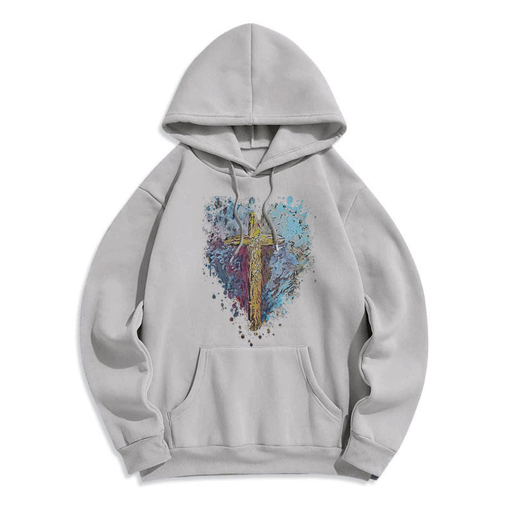 Christianartworkshop Colored Style Radiant Cross Of Hope Fleece Lined Polyester Hoodie - image 15