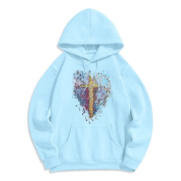 Christianartworkshop Colored Style Radiant Cross Of Hope Fleece Lined Polyester Hoodie - image 13