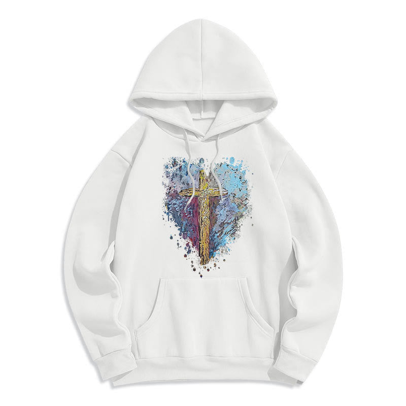 Christianartworkshop Colored Style Radiant Cross Of Hope Fleece Lined Polyester Hoodie - image 7
